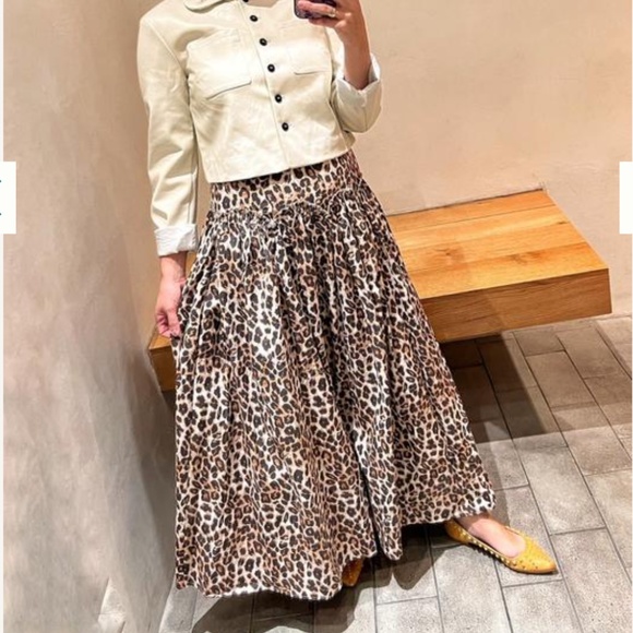 Mare Mare x Anthropologie Basque Waist Animal Leopard Print Long Maxi Skirt NWT! - Picture 9 of 10